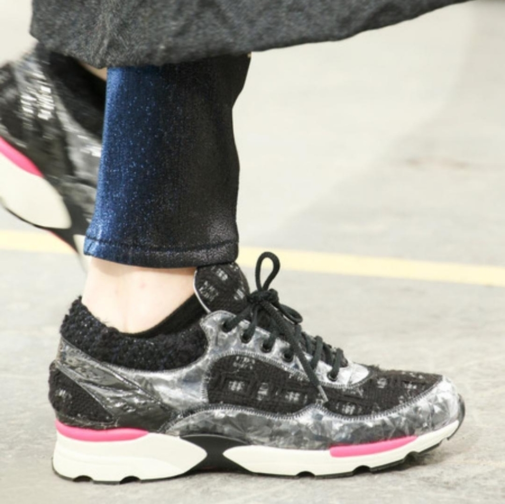 CHANEL Supermarket Tweed Lace up Sneakers Size 36 - Picture 11 of 11